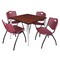 Regency Kahlo Square Table & Chair Sets, 36 W, 36 L, 29 H, Wood, Metal, Plastic Top, Cherry TPL3636CHCM47BY - alternate 1